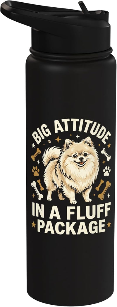 Botella agua acero inox aislada para perros Pomeranian