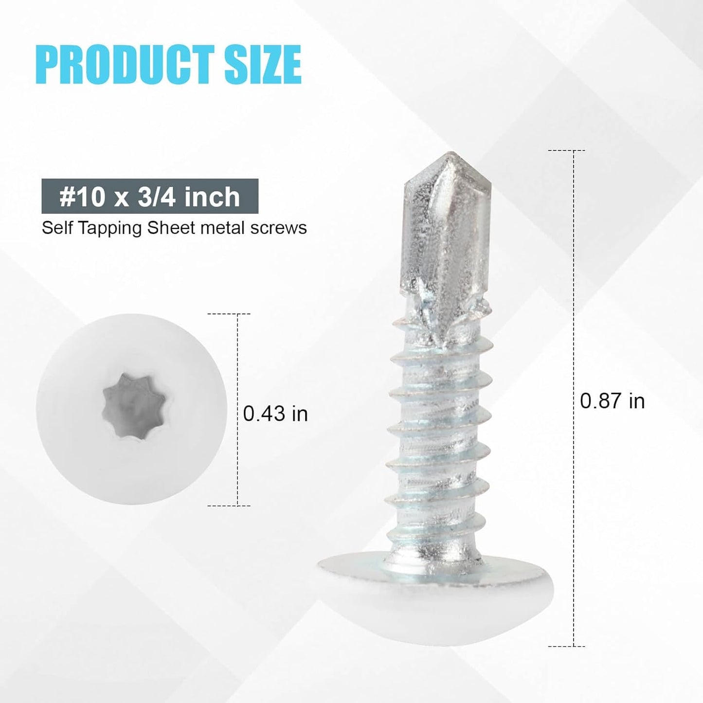 Tornillos remolque autorroscantes blancos paquete 100 #10x3/4pulg