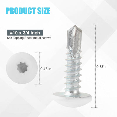 Tornillos remolque autorroscantes blancos paquete 100 #10x3/4pulg