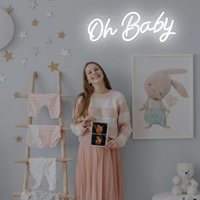 Letrero neón Oh Baby 16.5x6.7pulg LED regulable USB para niños