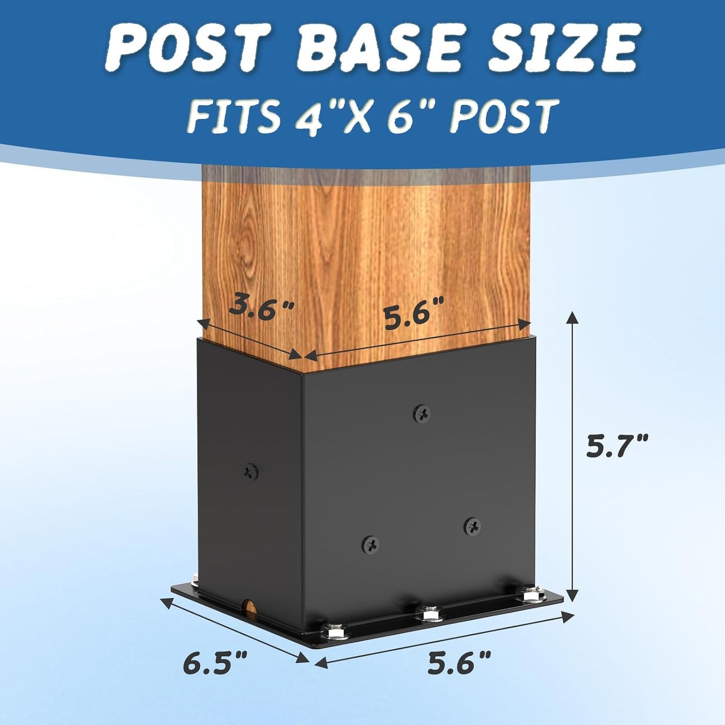 Base poste 4x6 6 Pzas soporte acero polvo resistente pabellón
