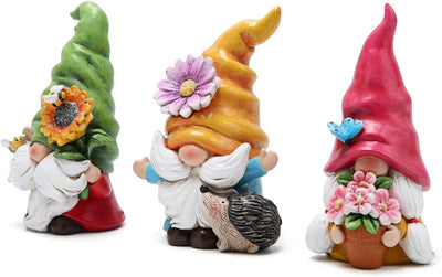 Set 3 Gnomos Decoración Primavera Verano Jardín