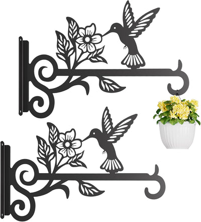 2 Pzas Percha Metal para Plantas 10pulg Patrón Colibrí
