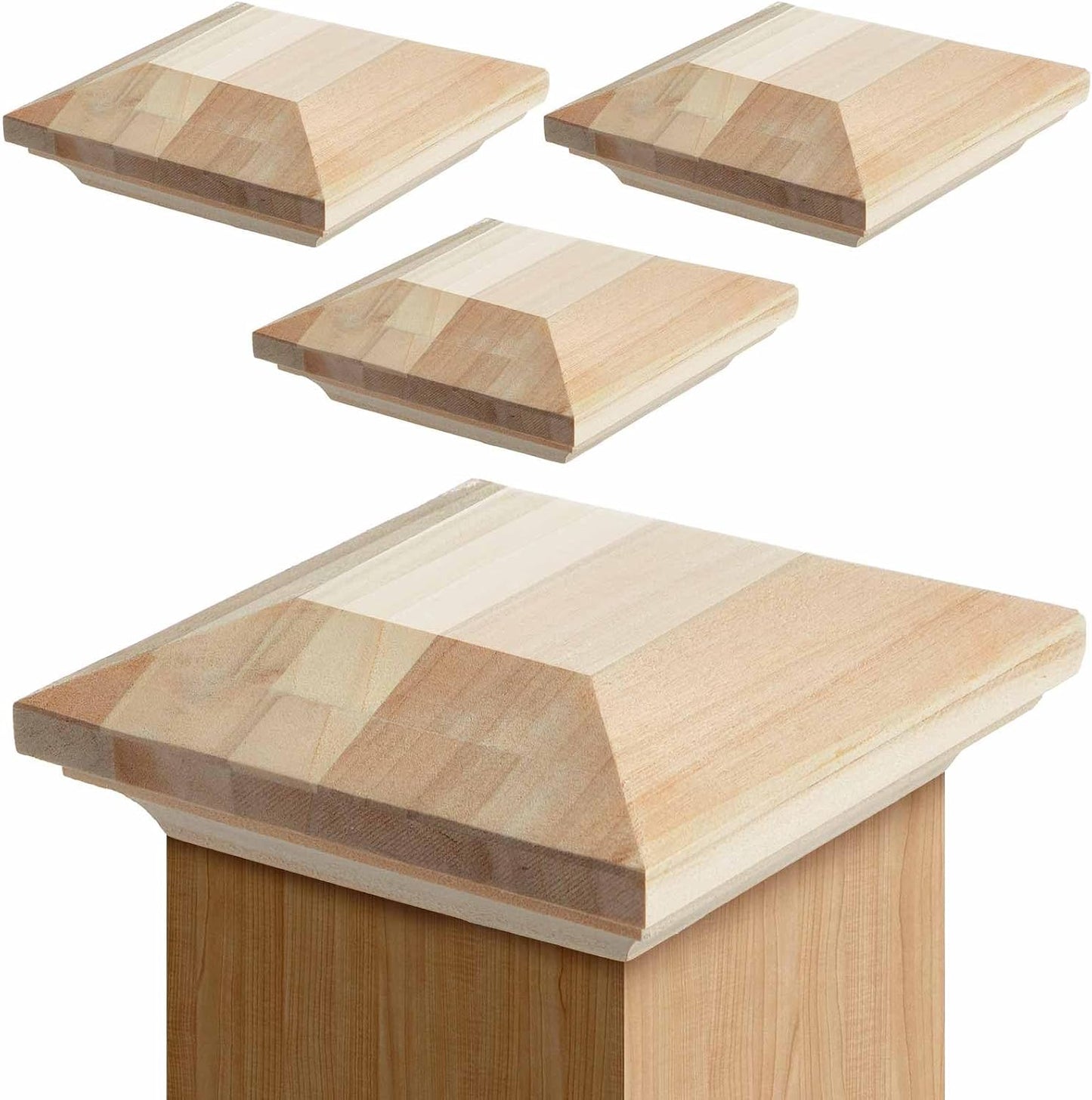 Tapa poste madera álamo valla cubiertas 4unid 3x3pulg