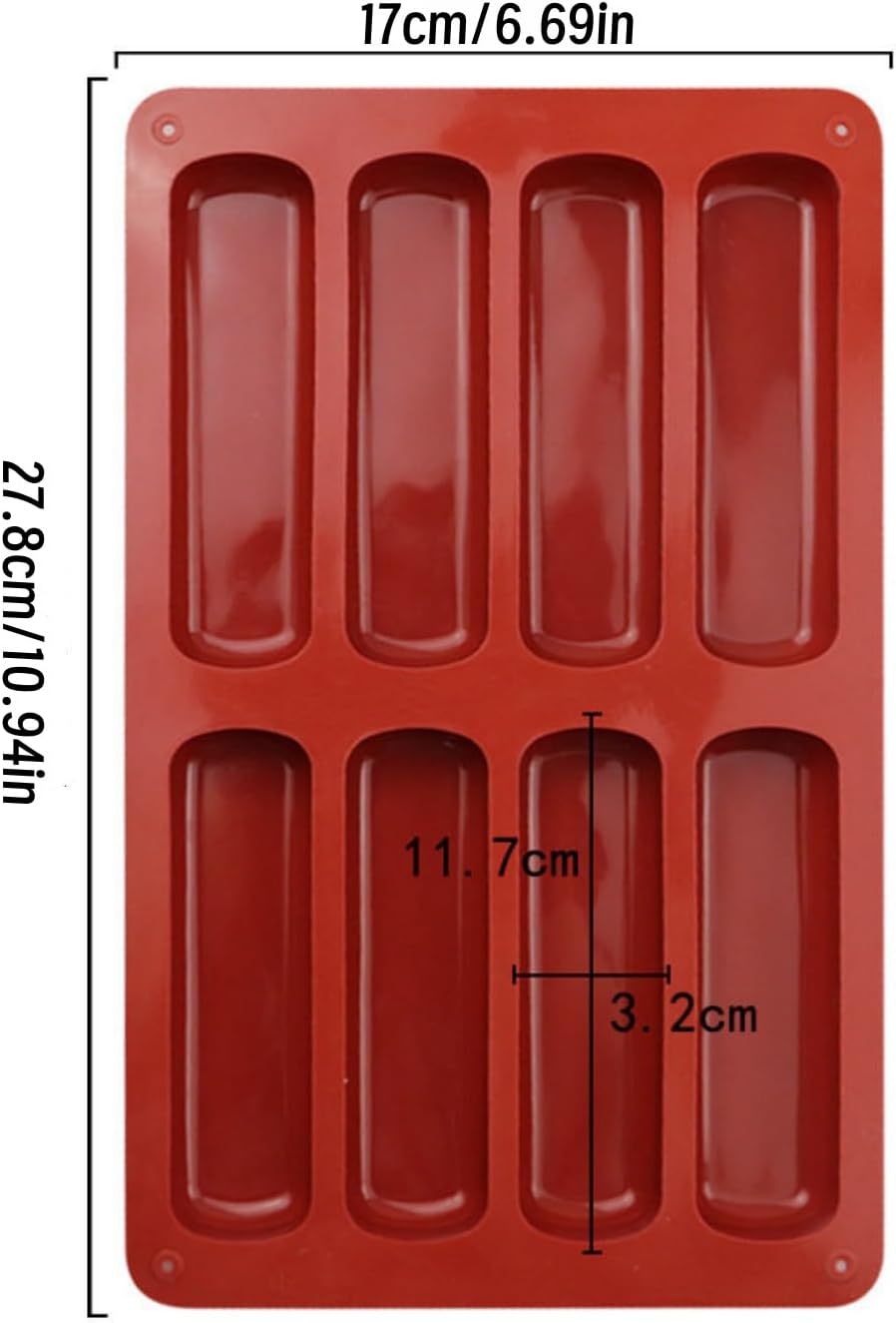 Molde silicona Eclair Cake Pop Maker 8 tiras reutilizable