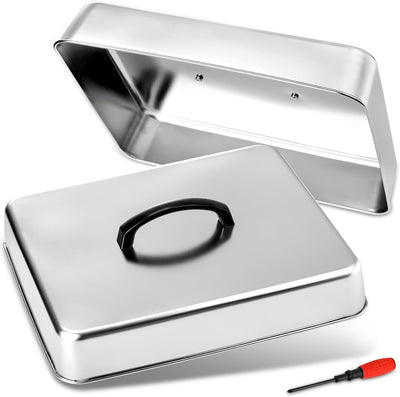 2 Pzas Cubiertas Acero Inox 13x11.3pulg para Parrilla