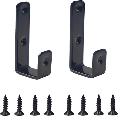 2 Ganchos en J para Escalera Cama 1pulg Recubiertos PVC Negro