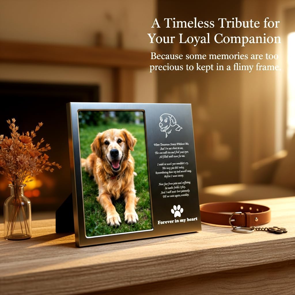 Marco fotos aluminio perro puente arcoíris regalo condolencias