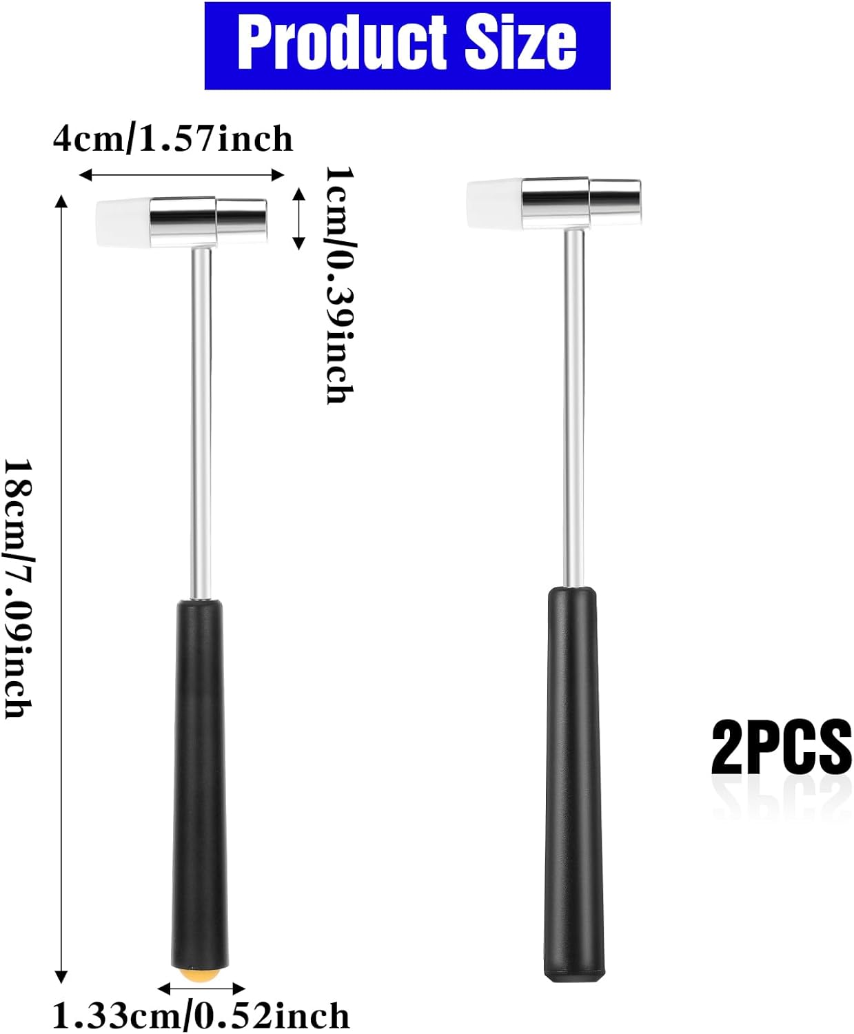 2 Martillos Doble Cabeza 7.1pulg Plástico y Metal Mini Joyería
