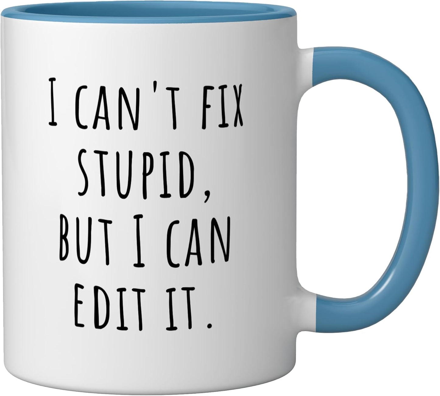 Taza de cerámica para editor escritor azul/blanco
