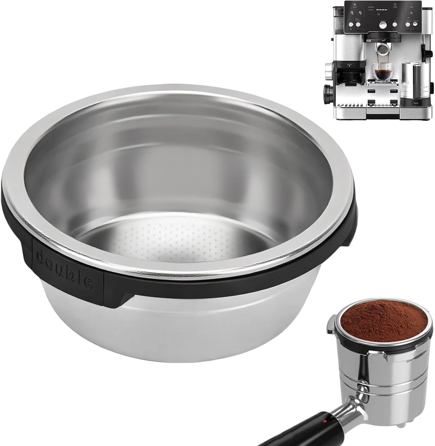 Cesta de filtro doble compatible con Ninja Luxe Cafe ES601 ES701 de acero inoxidable