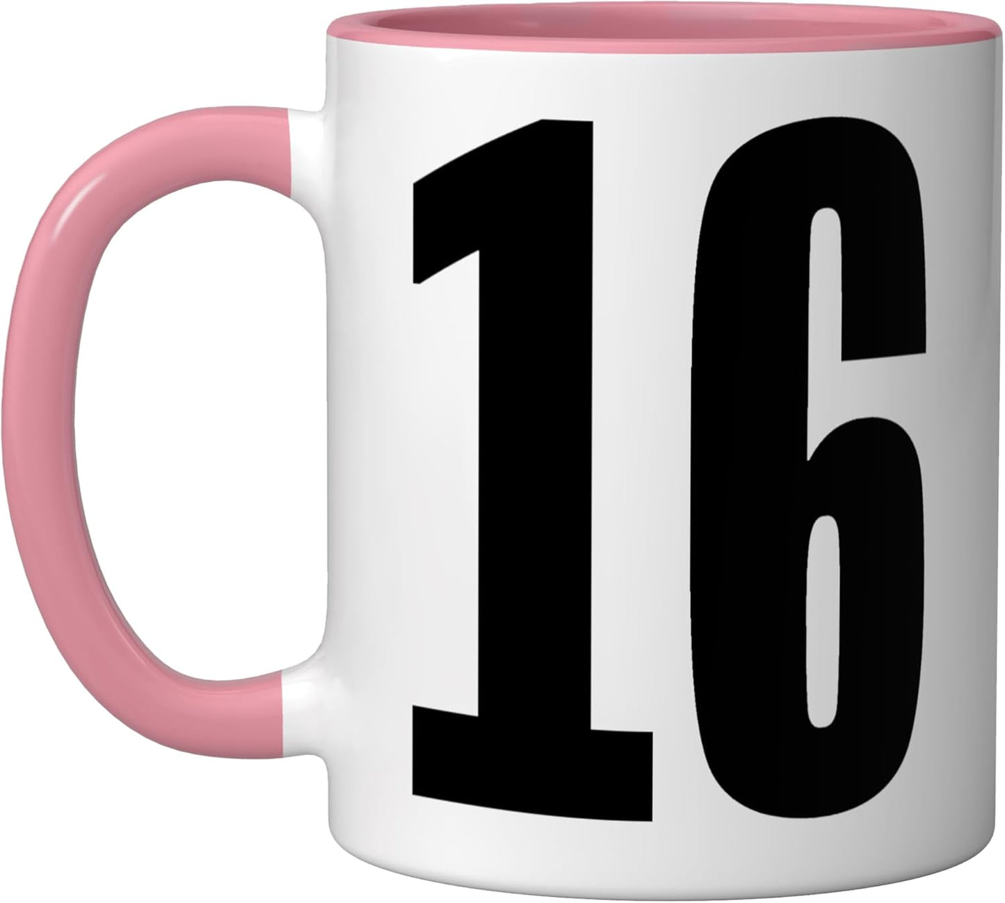 Taza cerámica Number Sixteen para cumpleaños equipo deportivo rosa/blanco