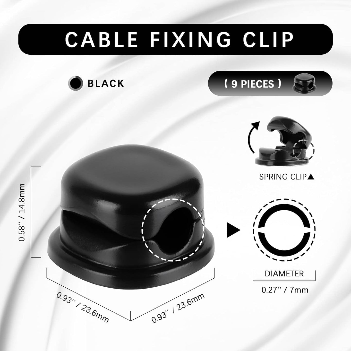 Soporte cables escritorio pack 9 clips resorte adhesivo
