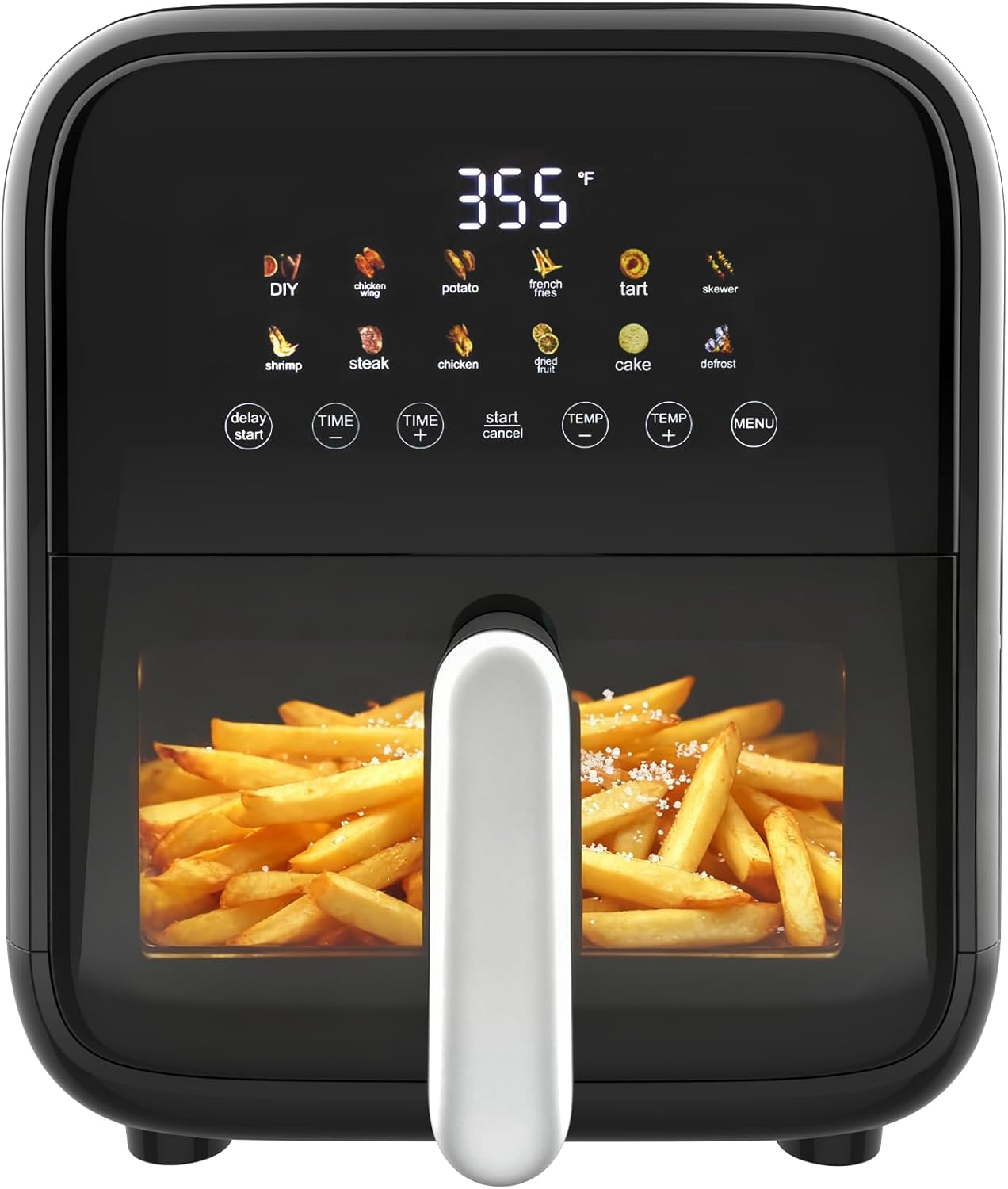 Freidora aire digital 12en1 7.5qt ventana negra