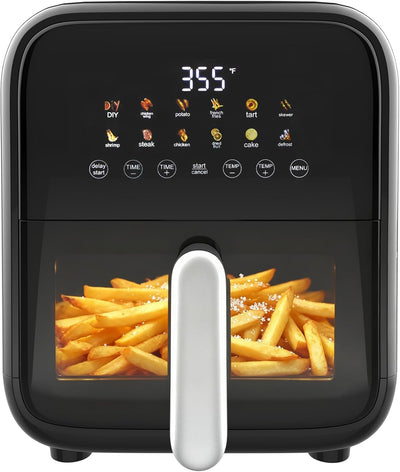 Freidora aire digital 12en1 7.5qt ventana negra