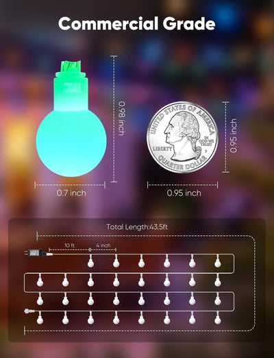 Guirnalda luces globo cambio color 33ft 100LED