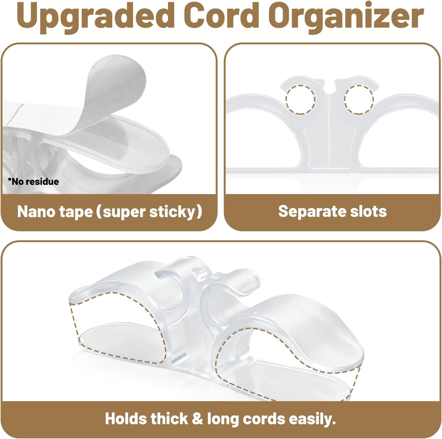 Organizador de cables para electrodomésticos, paquete de 8