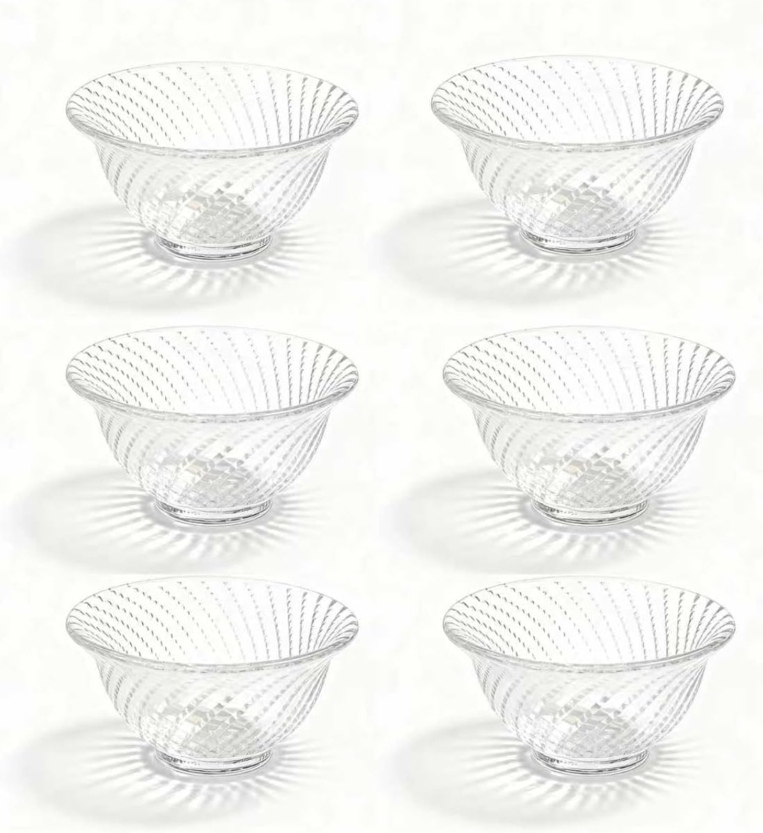 Juego de 6 cuencos de cristal transparente para aperitivos