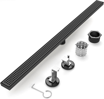 Drenaje ducha 60pulg acero inox 304 negro mate rejilla cuadrada