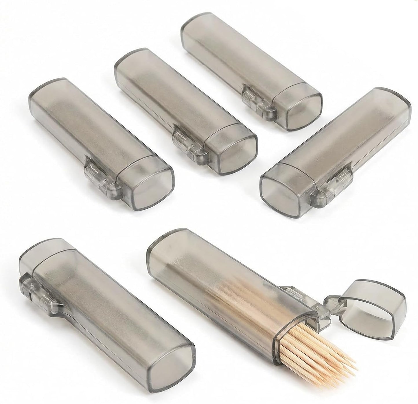 Dispensador palillos dientes viaje estuche plástico transparente