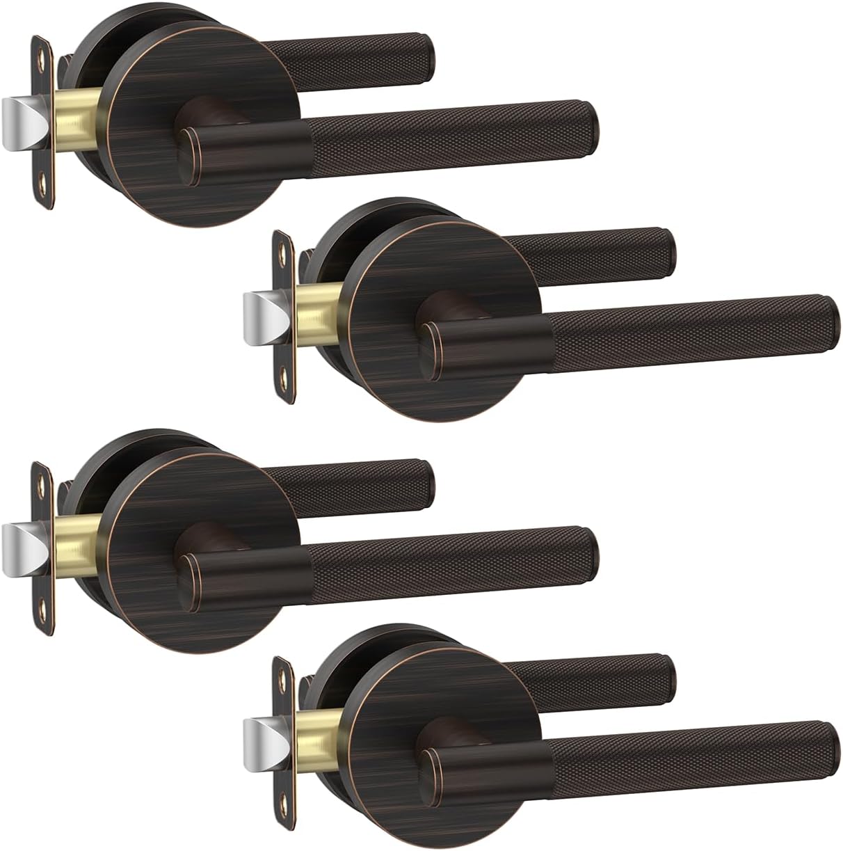 4 Pzas Manija Puerta Bronce Aceitado Interior Dormitorio
