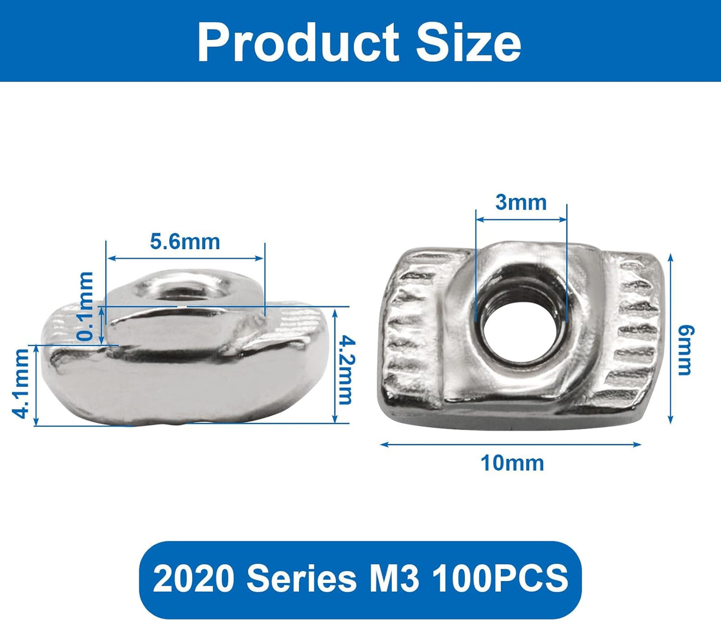 100 Tuercas Deslizantes Ranura T Serie 2020 Acero M3