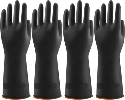 4 Pzas Guantes Goma Negra Antiderrap Reutilizables