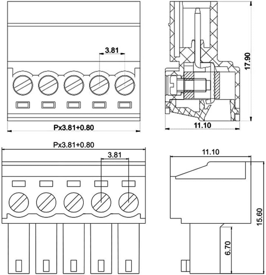 Conector terminal 3 pin Phoenix tipo 3.81mm 10 set