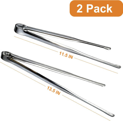 Set 2 Pinzas Acero Inox Puntas Dentadas Asar Parrilla