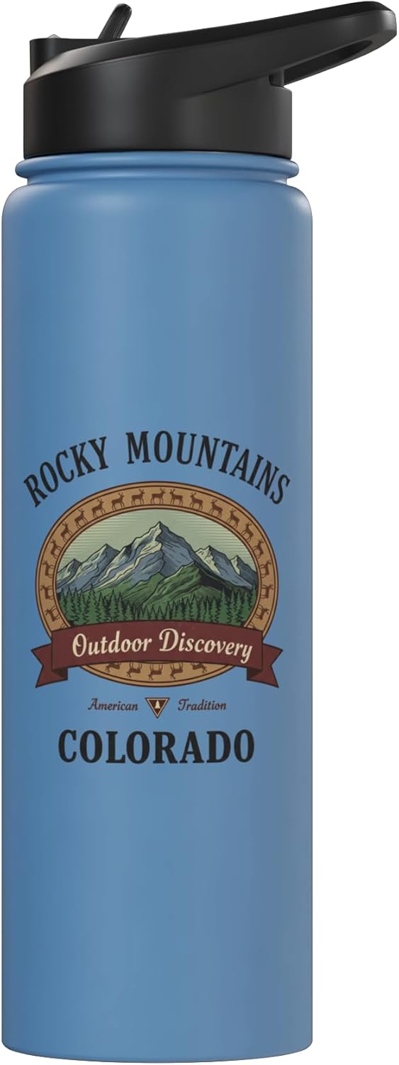 Botella agua acero inox aislada Rocky Mountains