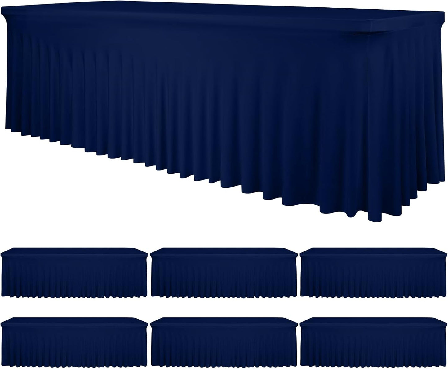6 Faldas Mesa Elásticas Azul Marino para Mesa Rectangular 8ft