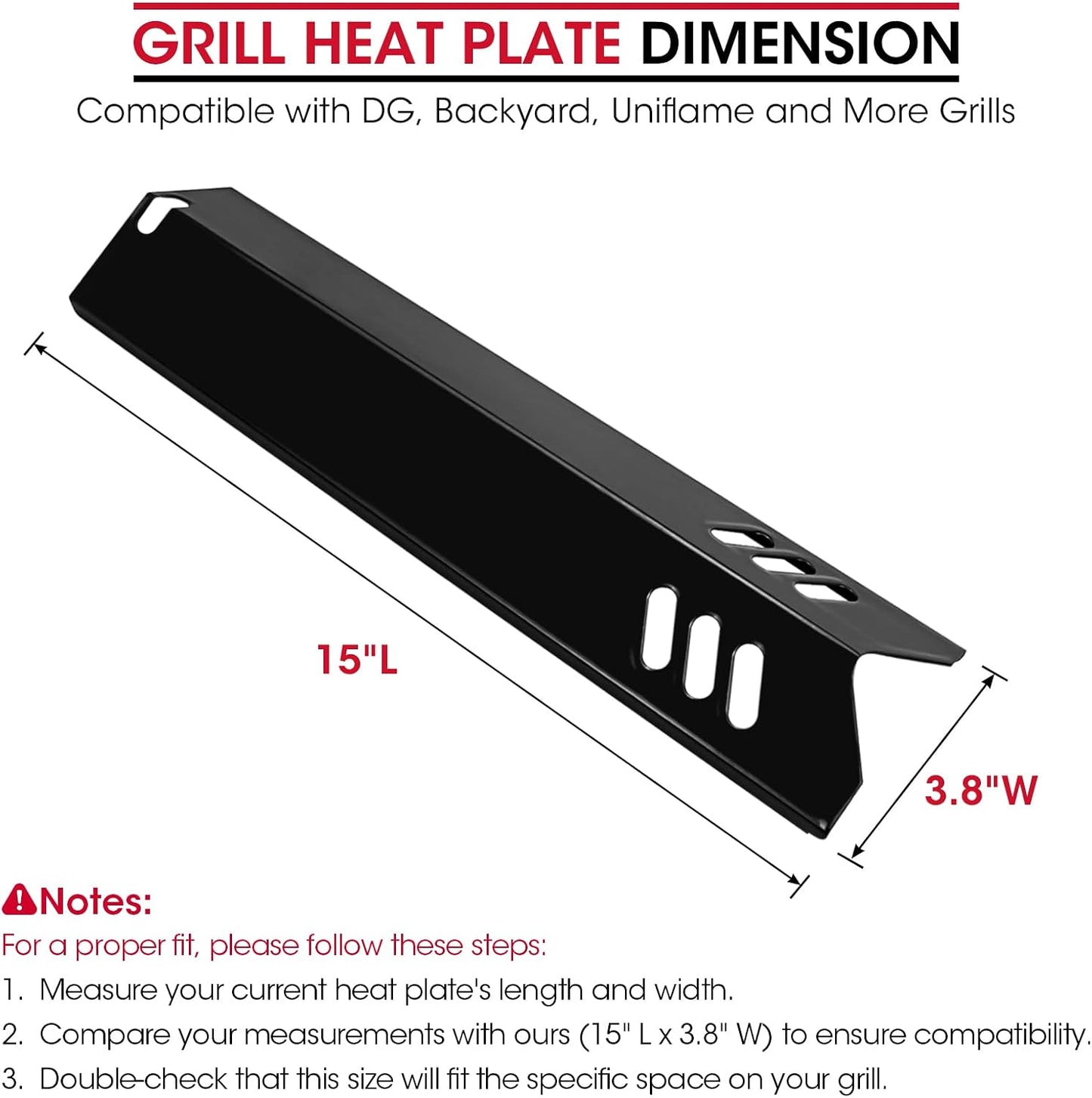 Cubiertas quemadores parrilla 15x3.8pulg comp Dyna-Glo