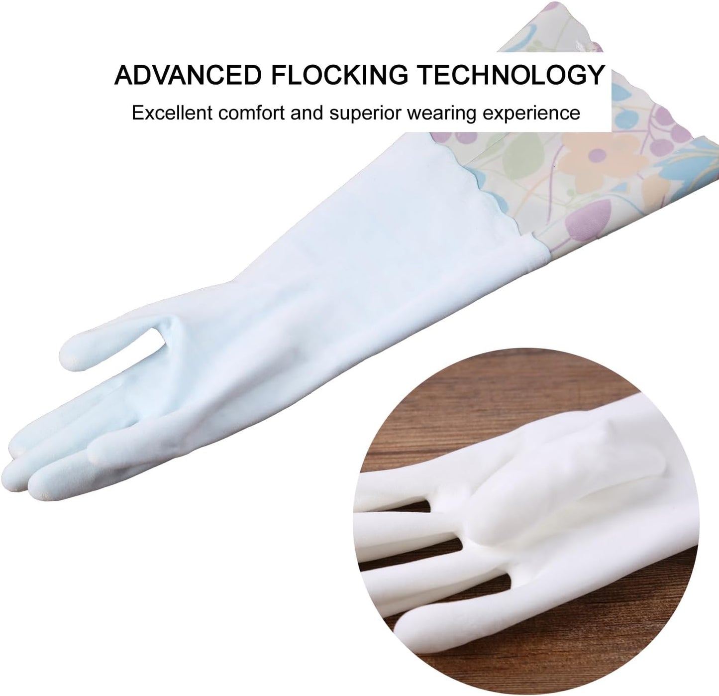 2 Pzas Guantes Goma Forro Algodón Puño 16pulg Amarillo Rosa