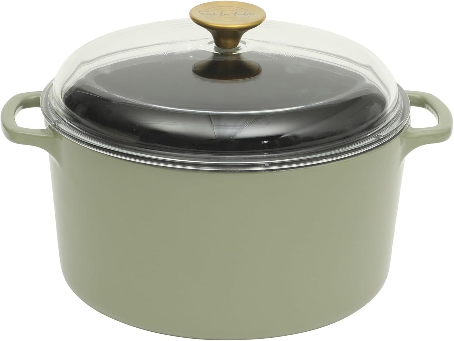 Olla hierro fundido 5qt con tapa vidrio apta horno verde