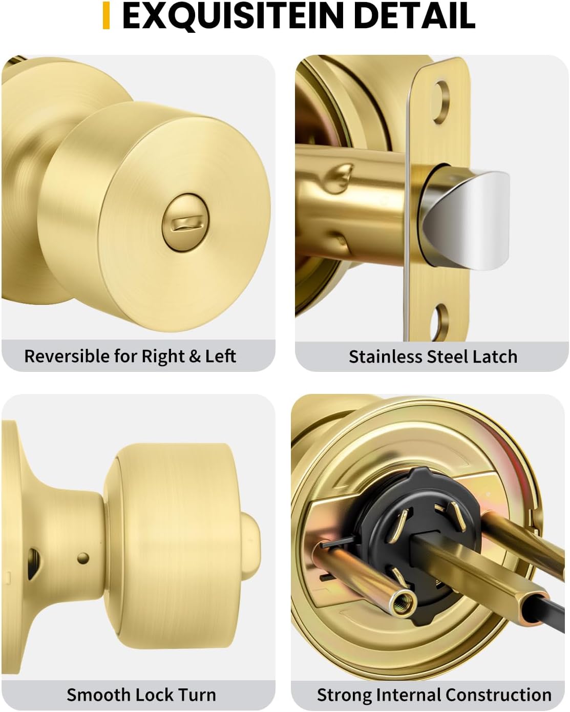 Pomos interiores dorados para puerta