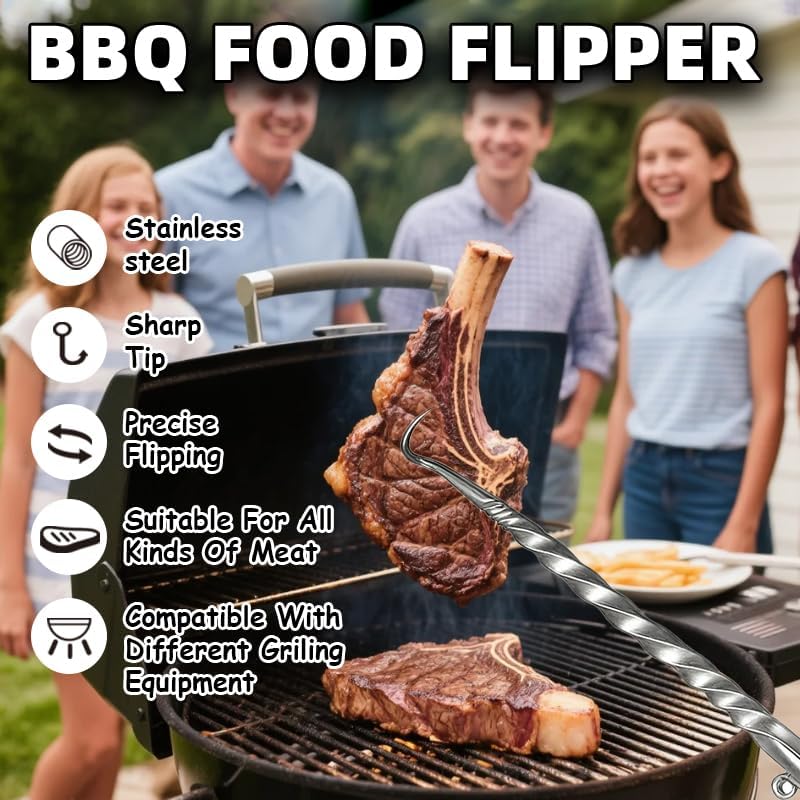 Aleta gancho carne acero inox para parrilla
