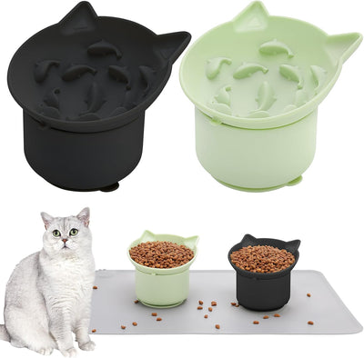 2 Pzas Comederos Lentos Gatos Silicón Base Antiderrap