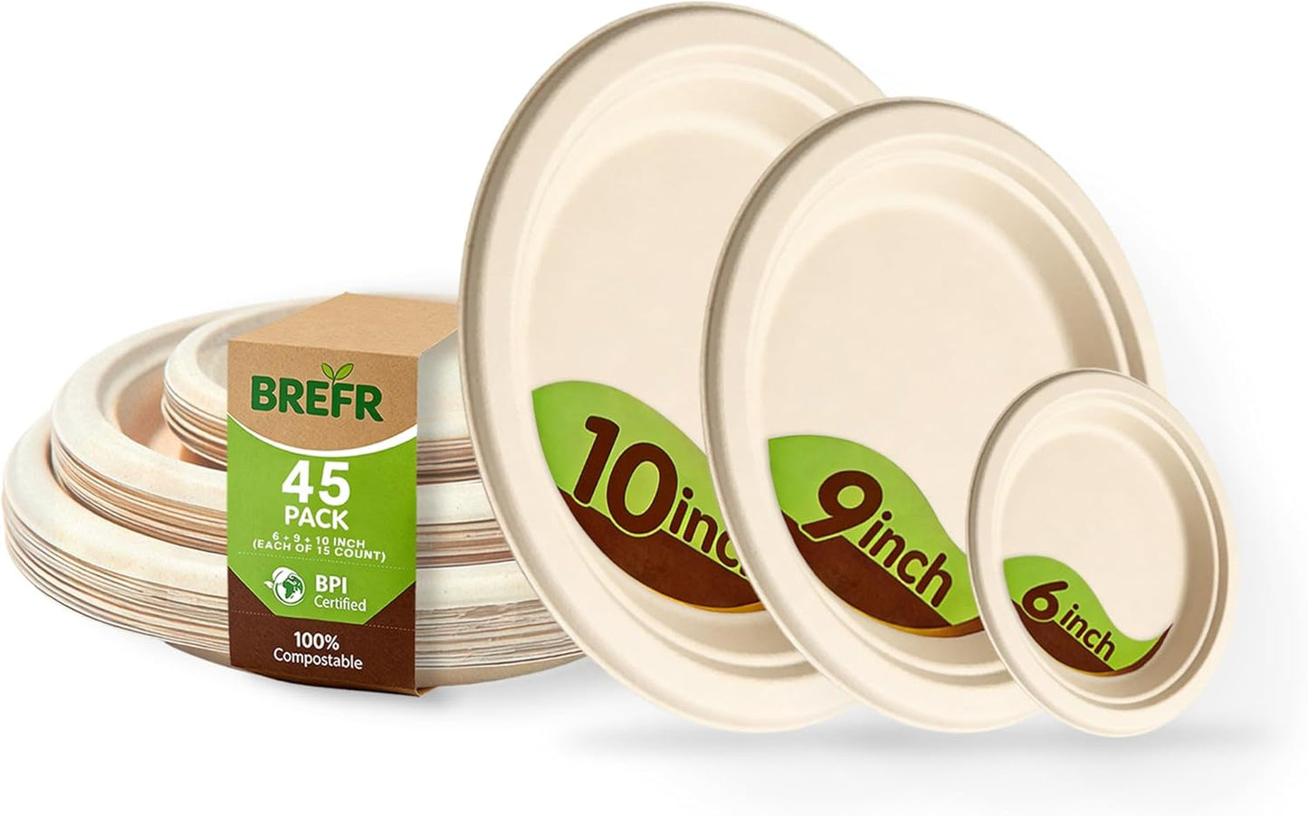 Set 90 platos y tazas biodegradables de caña azúcar 12-32oz