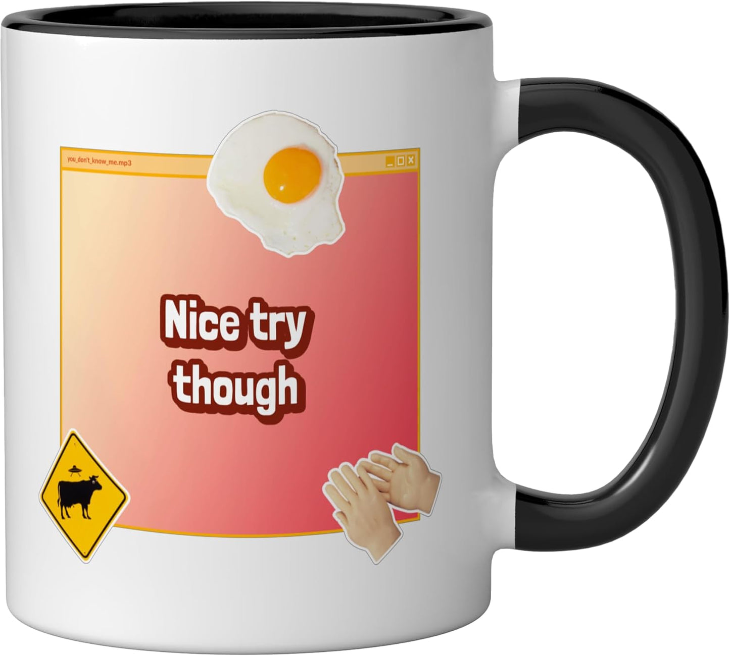 Taza cerámica negra/blanca Nice Try Though