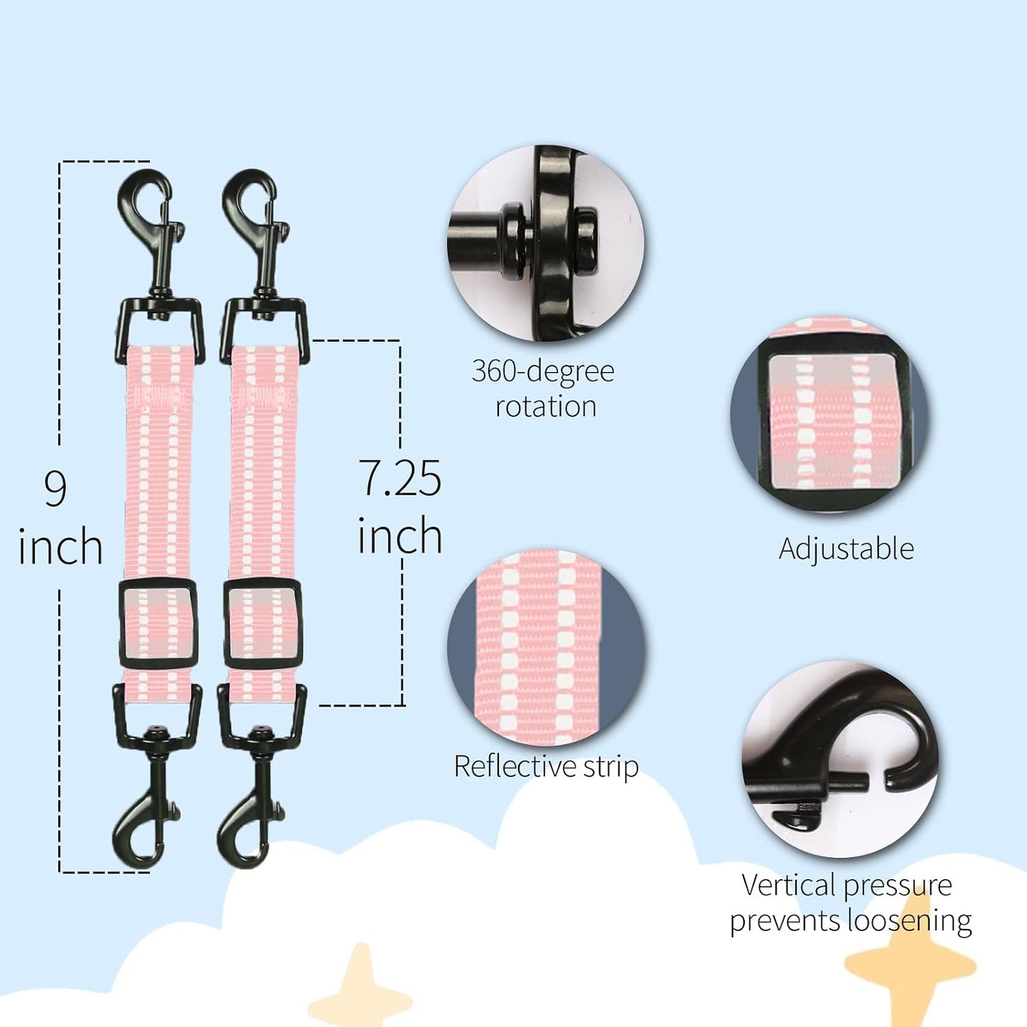 Clip seguridad collar perro doble extremo ajustable