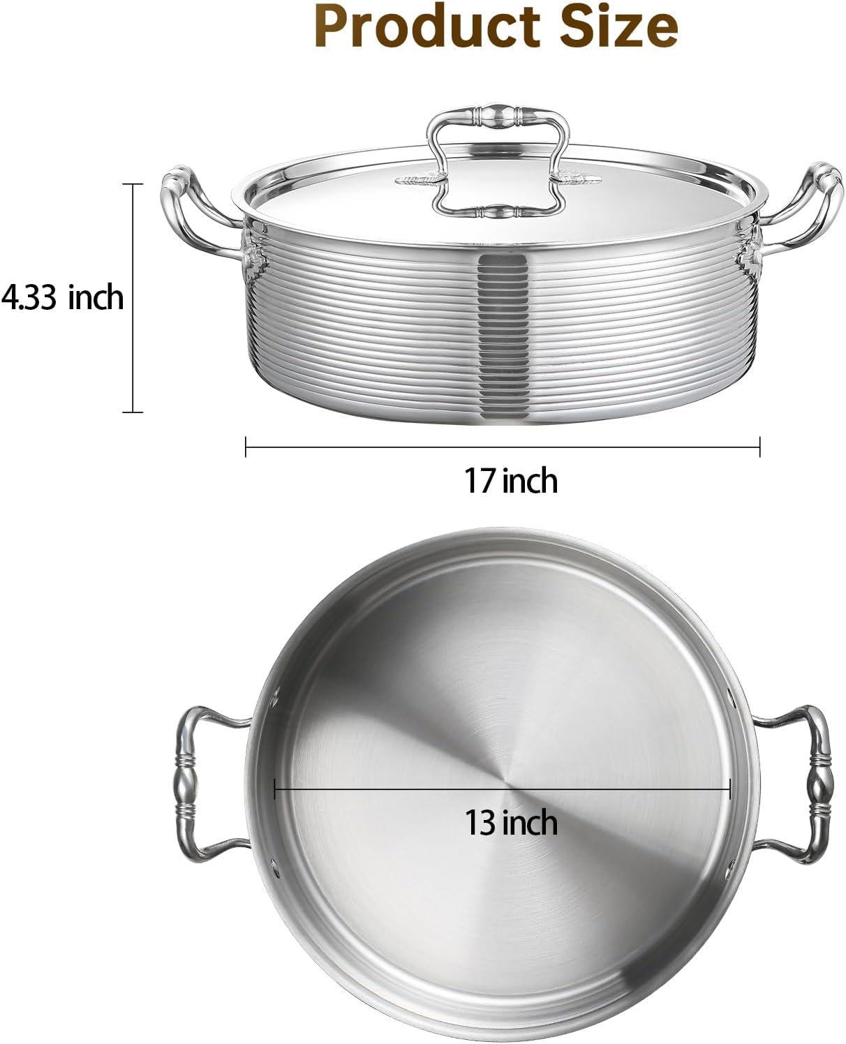 Olla Acero Inox 8qt Sarten Diaria 13pulg Induccion