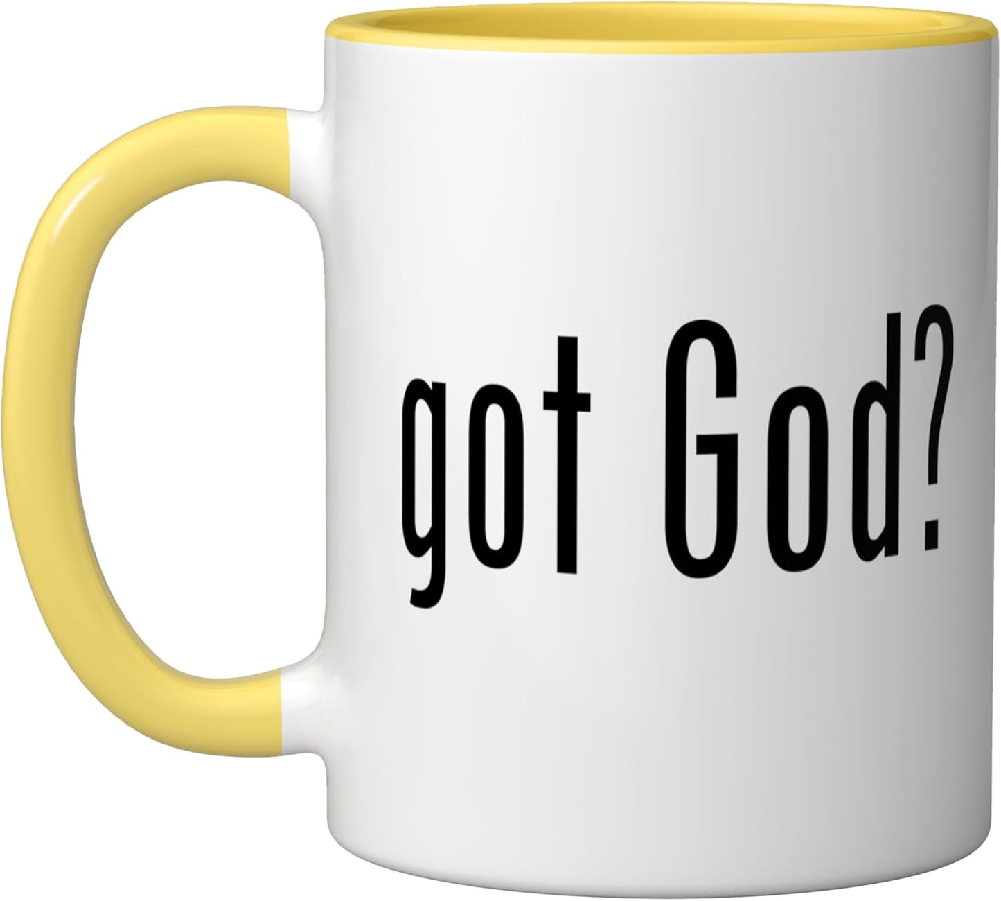 Taza cerámica got God? Amarillo/Blanco