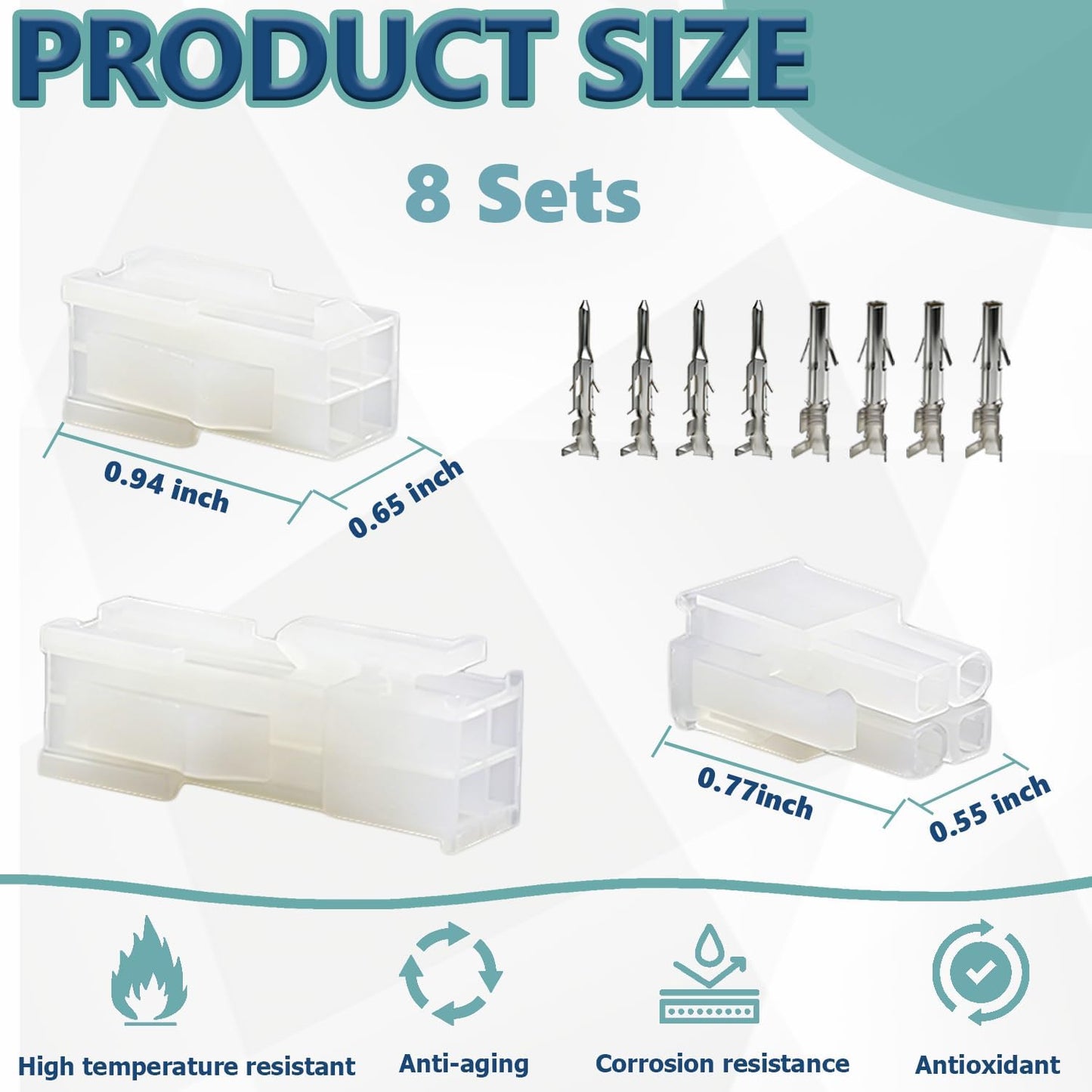 8 Set Conectores 4 Pines Comp Molex Resistentes Corrosión