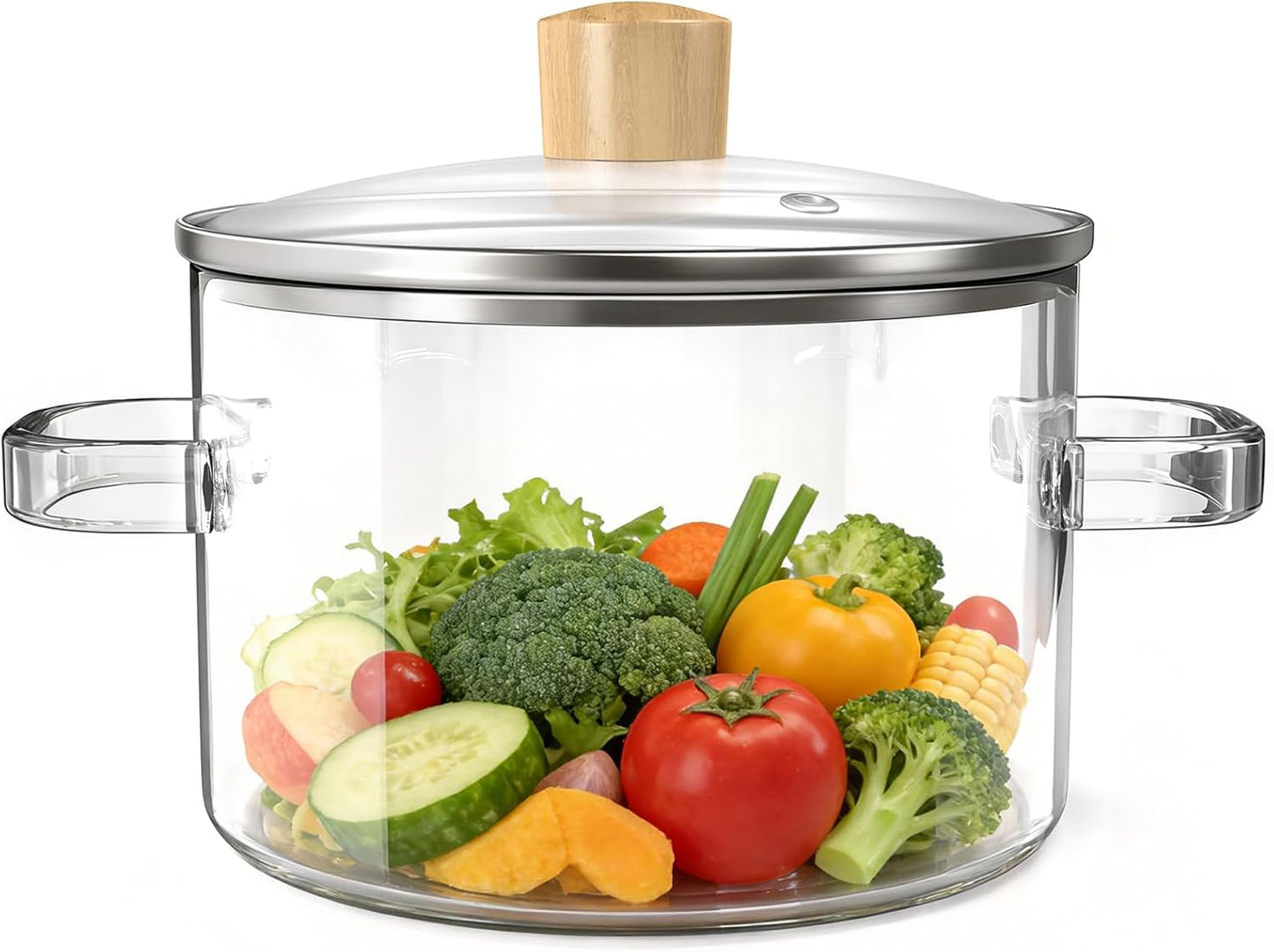 Olla de vidrio transparente con tapa 1.5L para cocinar en estufa