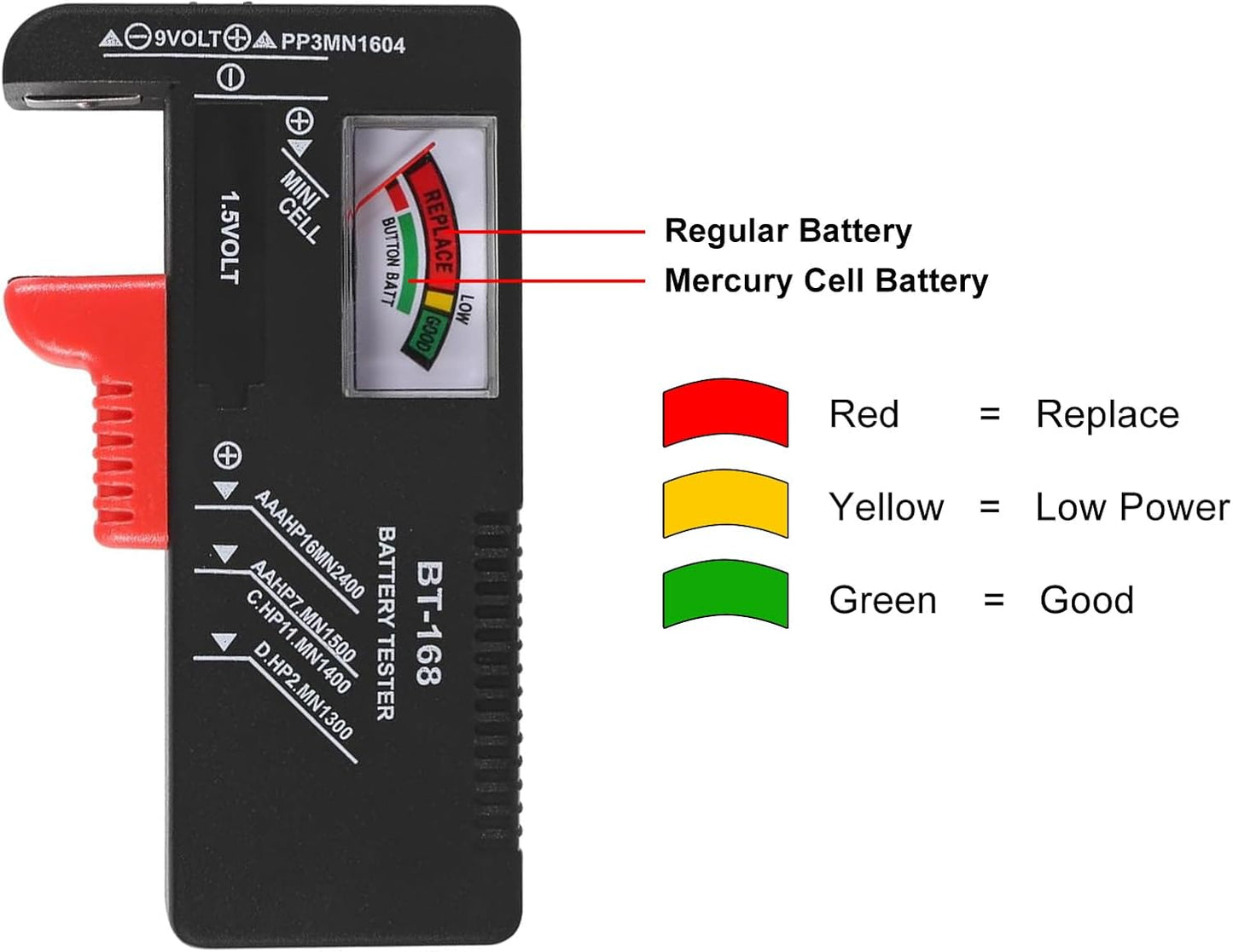 Verificador de baterías universal para AA AAA C D 9V