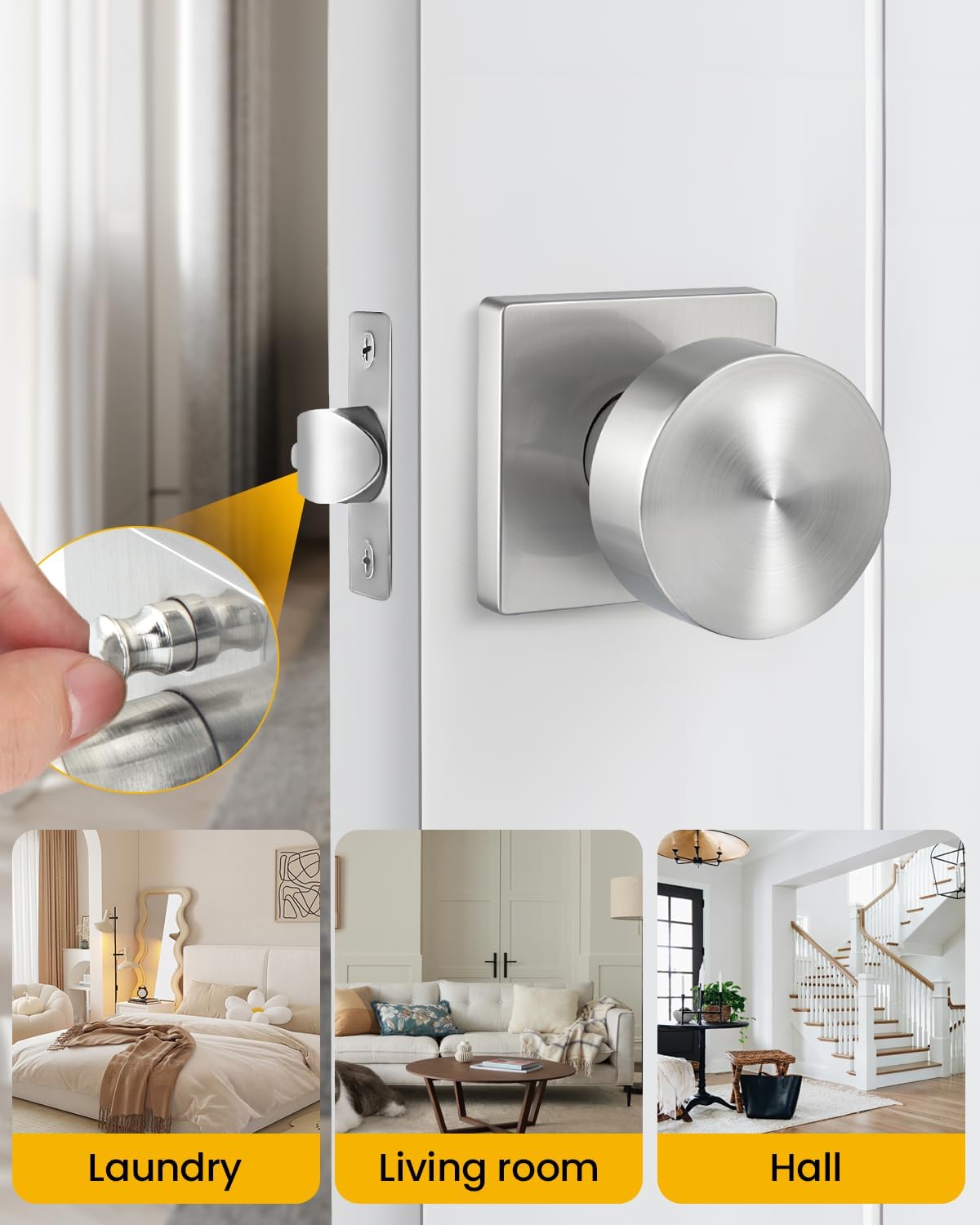Pomo puerta níquel cepillado plateado pasillo clásico