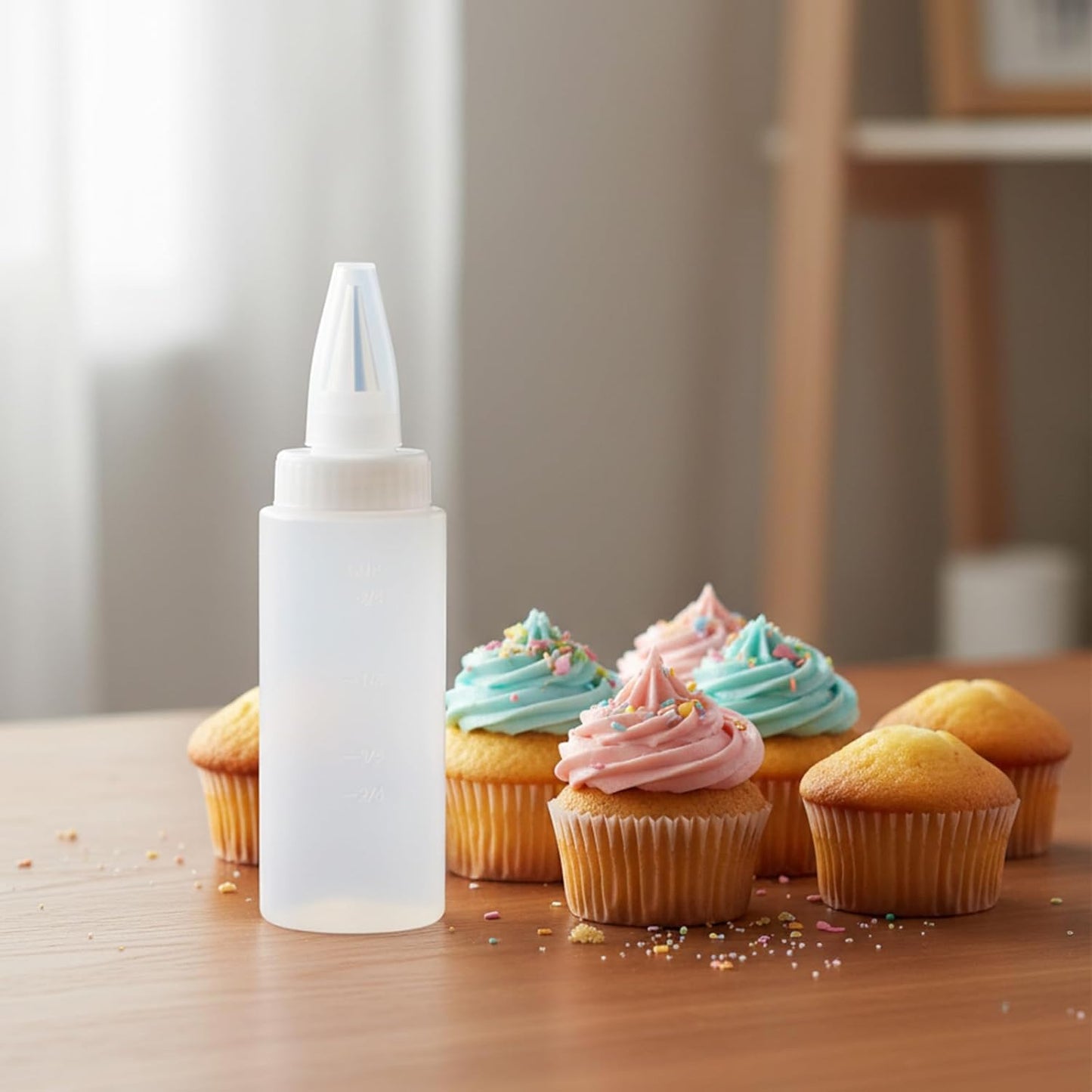 4 botellas exprimibles de plástico con puntas de acero inoxidable para glaseado