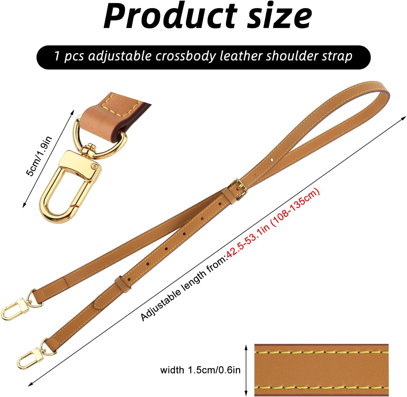 Correa cuero Vachetta ajustable para bolsos mujer amarillo