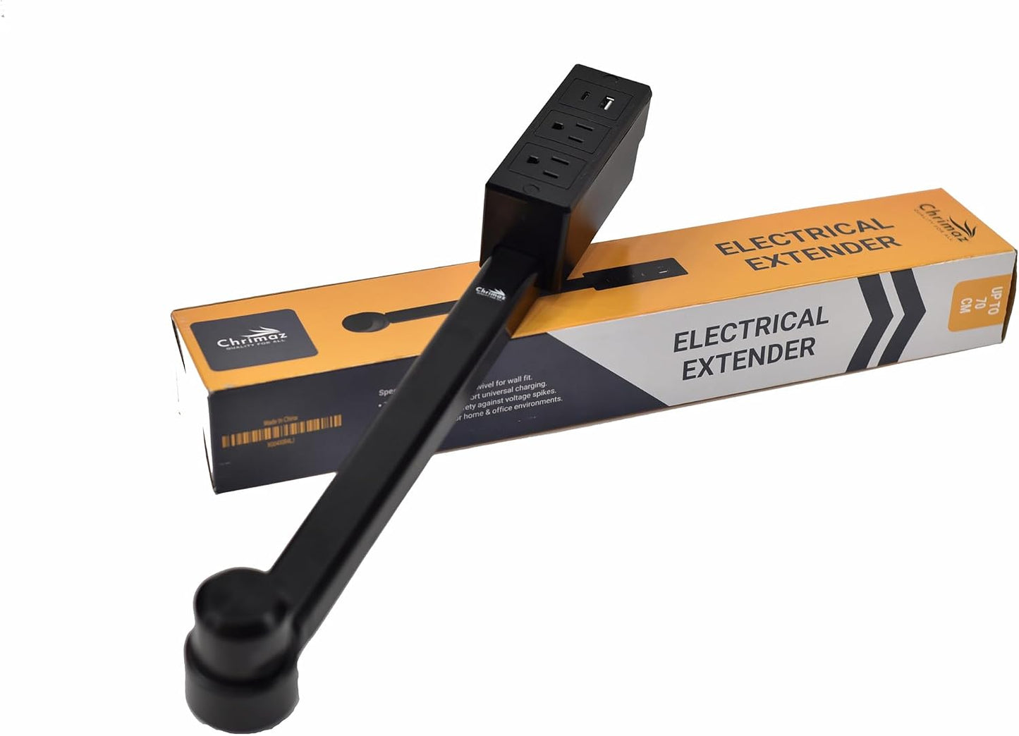Extensor tomacorriente USB-A/C 2 salidas CA 44pulg negro
