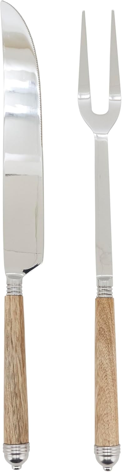Set Cuchillos Tenedores Carne Mango Madera Acero Inox